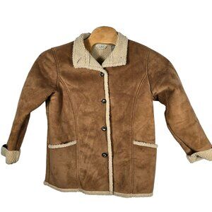 Vintage L.L. Bean Sherpa Lined Faux Suede Shearling Jacket‎ Women's Size Medium
